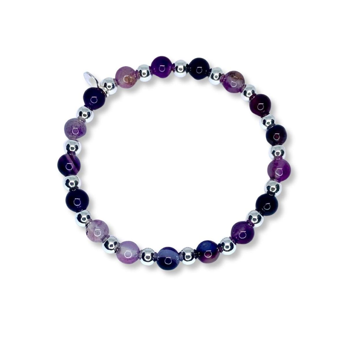 ESPIRAL ROJO - Pulsera Agata Morada 6mm - Plata