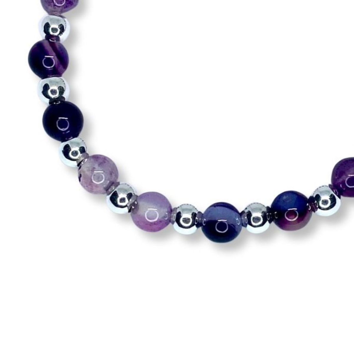 ESPIRAL ROJO - Pulsera Agata Morada 6mm - Plata