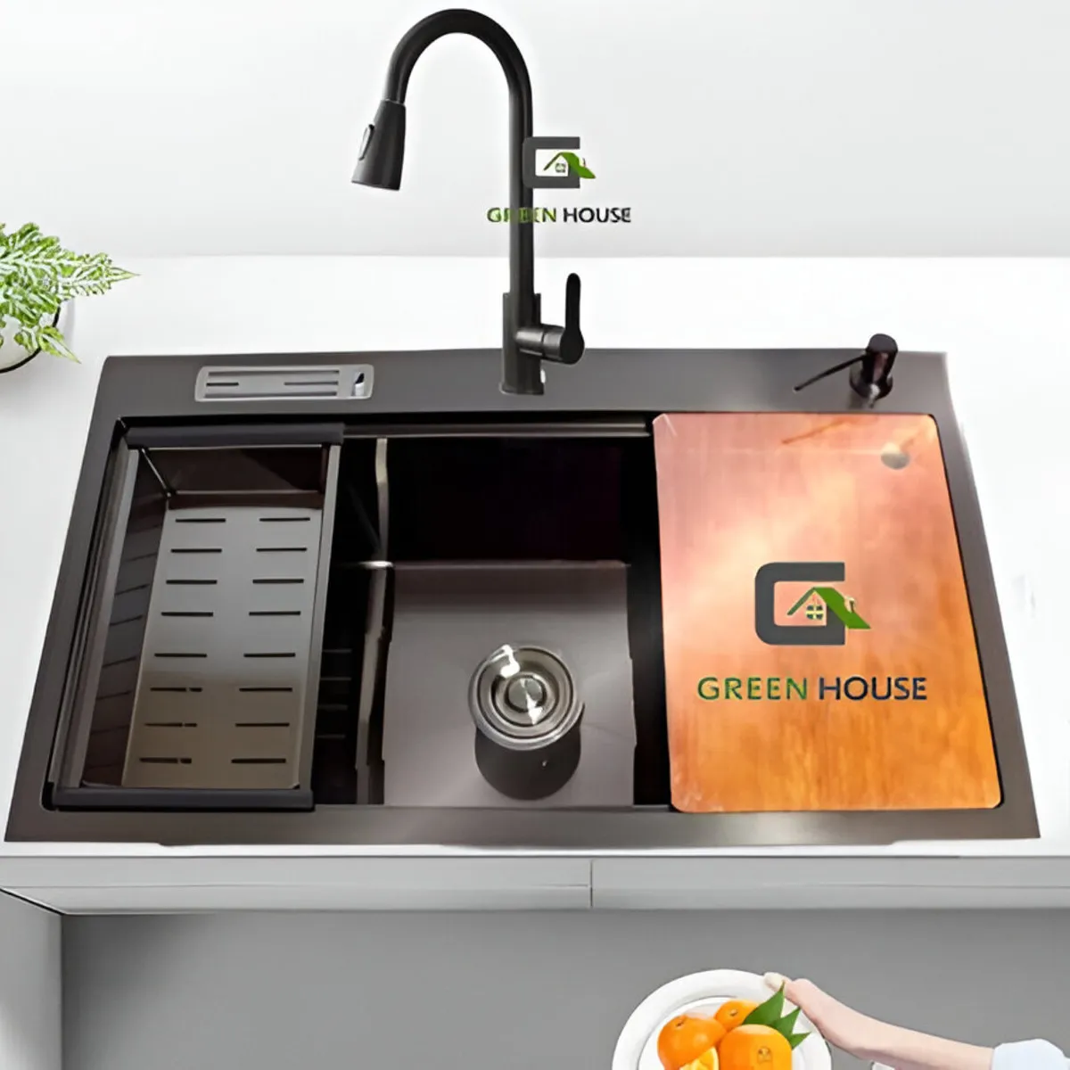 GENERICO - COMBO LAVADERO DE COCINA  1 POZA  81x45x23Cm + MEZCLADORA  EXTRAIBLE ACERO