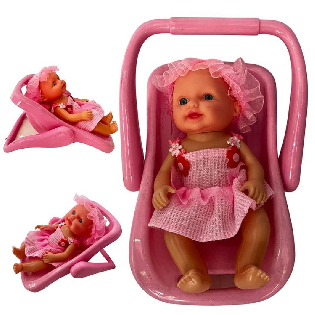 GENERICO - Muñeca Bebe Con Mecedora Rosado