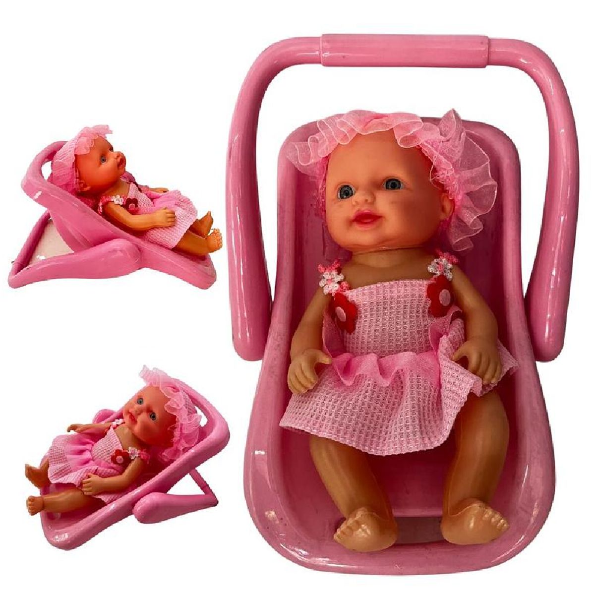 GENERICO - Muñeca Bebe Con Mecedora Rosado