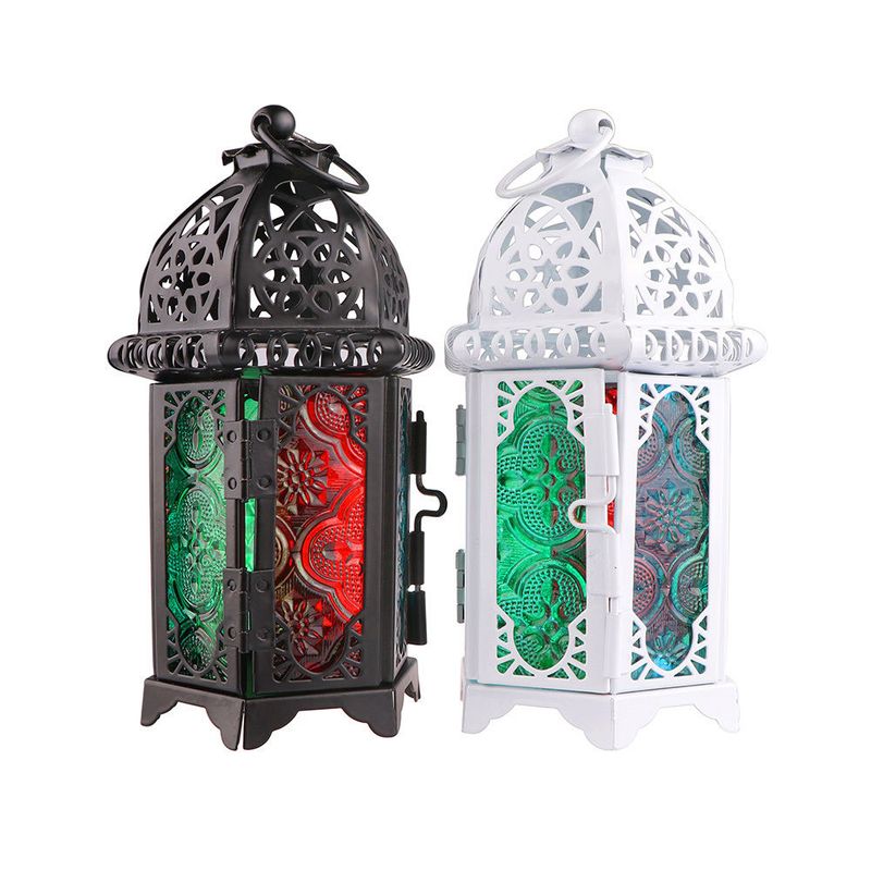 GENERICO - Farol Candelabro Porta Vela Linterna Hierro Vidrio