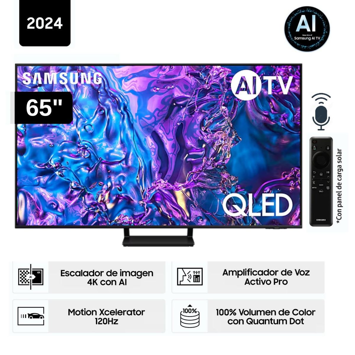 SAMSUNG - Televisor Samsung QLED 65" Tizen OS Smart Tv 4K 65Q70D - Nuevo 2024