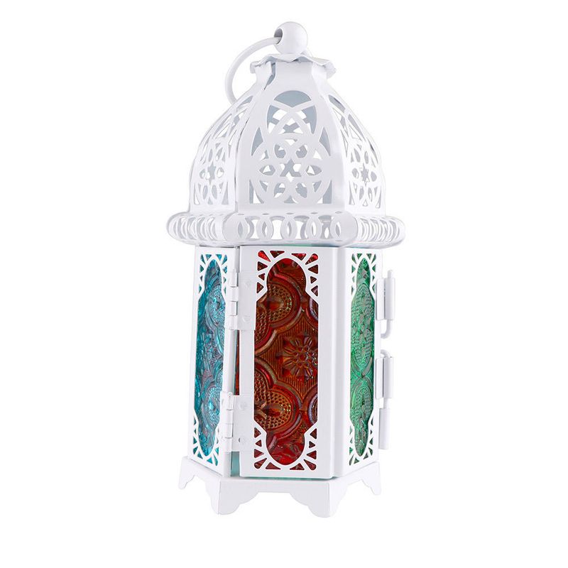 GENERICO - Farol Candelabro Porta Vela Linterna Hierro Vidrio