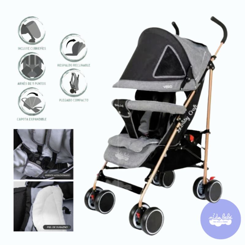 BABY HAPPY - Coche Bastón Deportivo Vero Gris