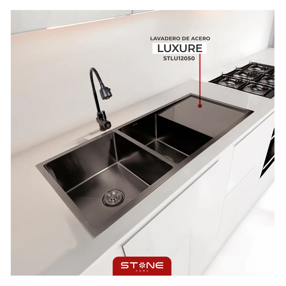 STONE - LAVADERO DE ACERO LUXURE STLU12050 STONE