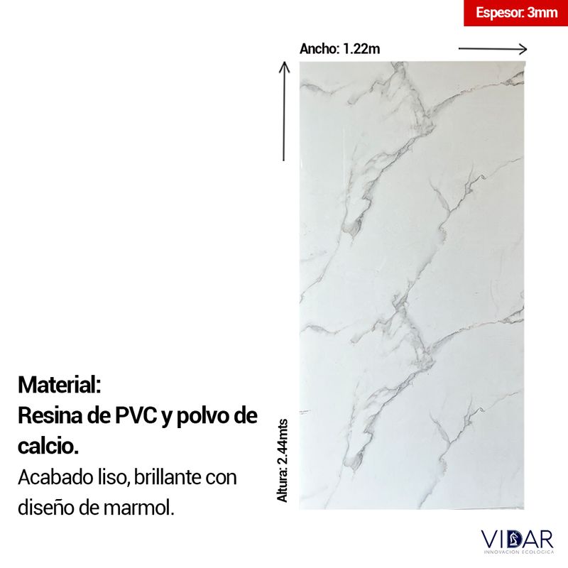 VIDAR - PANEL MARMOL SPC CALACATTA - VENTA POR UNIDAD