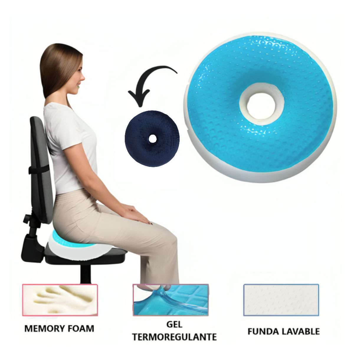GENERICO - Cojín Almohada Picarón Viscoelastico Con Gel Y Funda Ortopedicas.