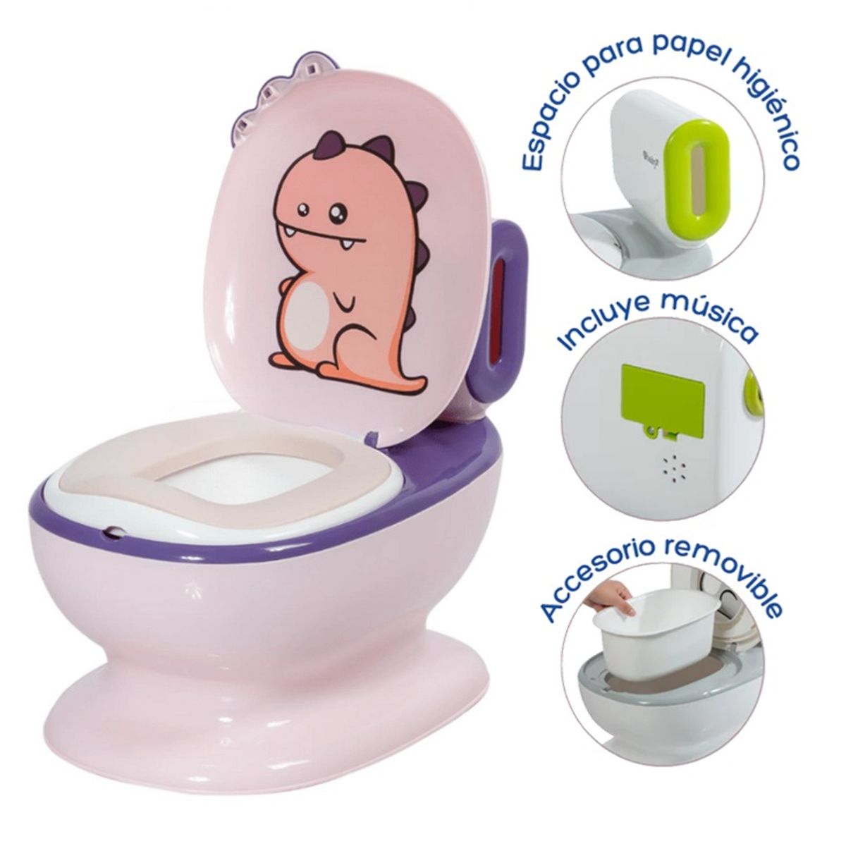 EBABY - MI PRIMER BAÑO TIPO INODORO  EBABY DINOSAURIO MORADO