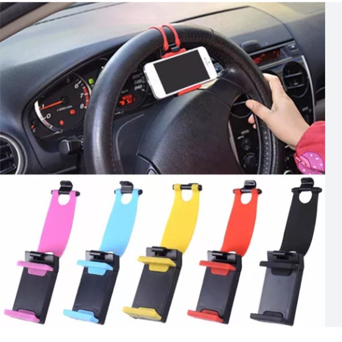 GENERICO - Sujetador Holder De Celular Para Timón De Auto -Colores surtido