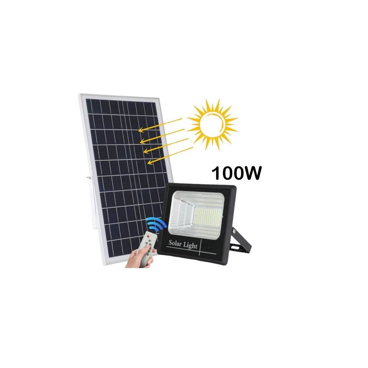 GENERICO - Reflector Solar Led con Panel Solar 100Watts Exteriores SQAB100W