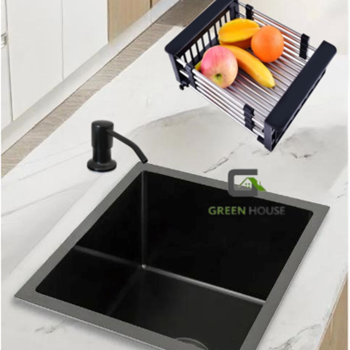 IMPORTADO MC - LAVADERO DE COCINA 50x45X23cm ACERO INOXIDABLE COLOR NEGRO