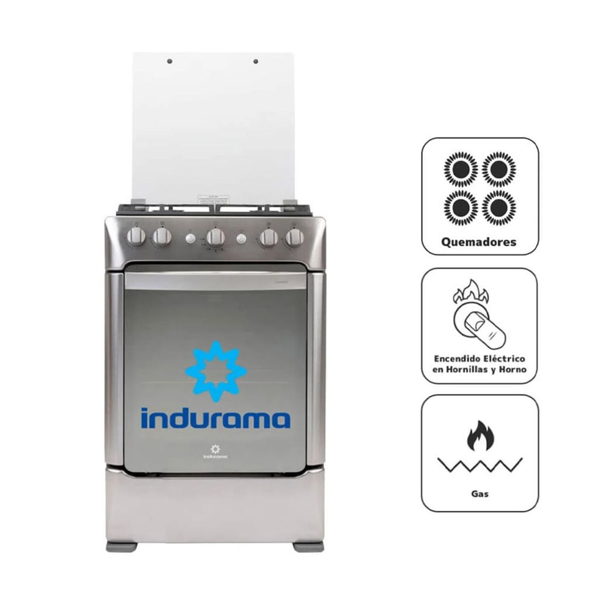 INDURAMA - Cocina Indurama 4 Hornillas Triple Llama Granada Zafiro