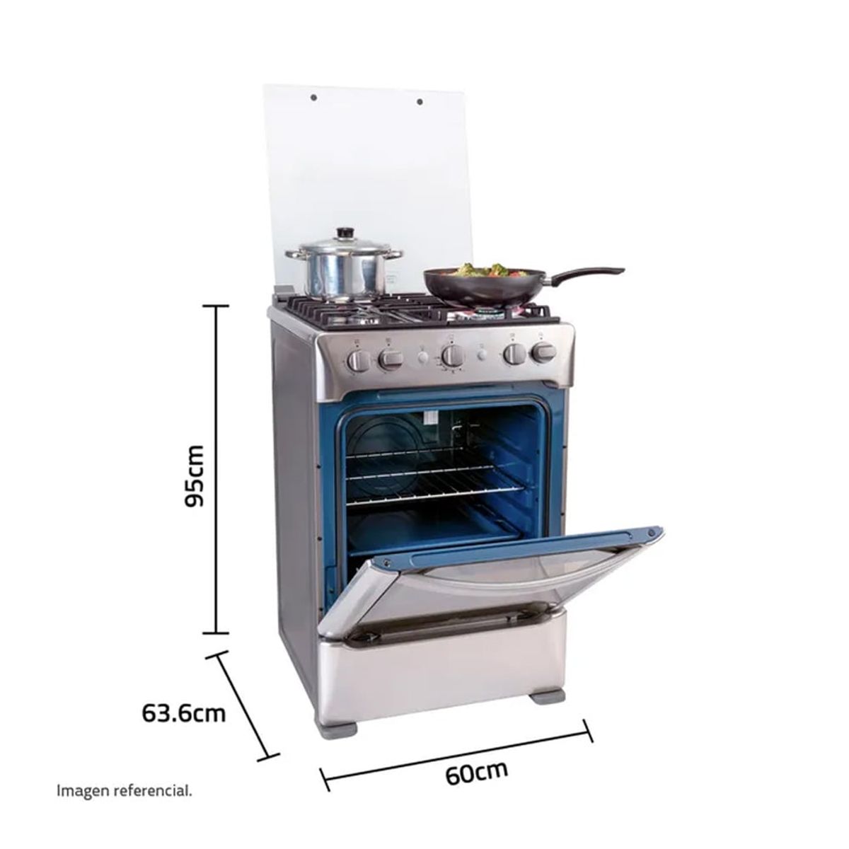 INDURAMA - Cocina Indurama 4 Hornillas Triple Llama Granada Zafiro