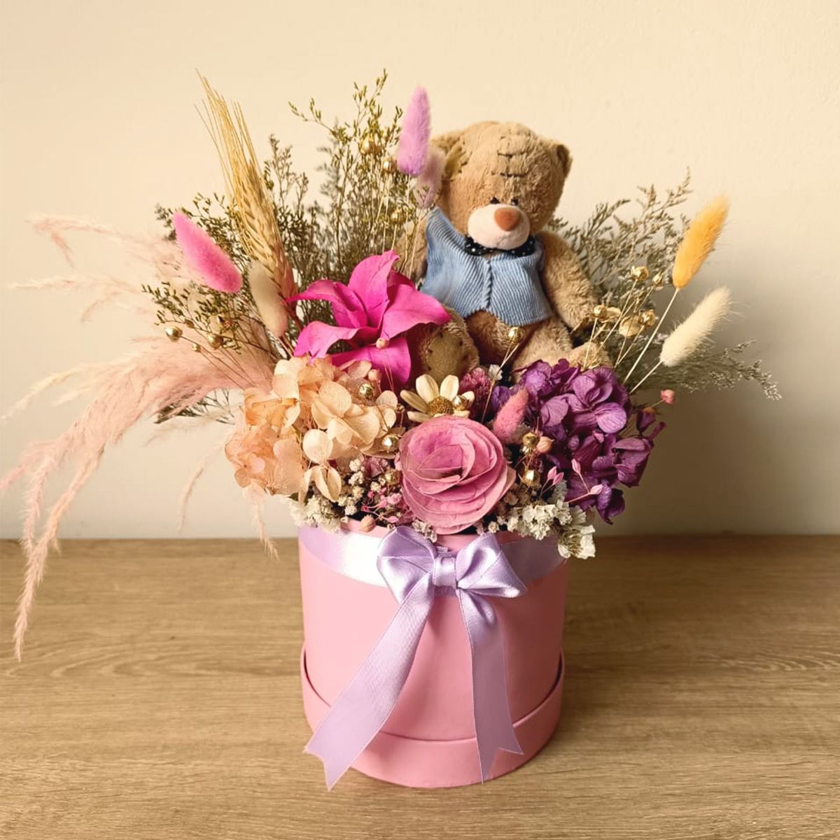 GENERICO - Box Arreglo flores eternas Peluche Día de la Madre