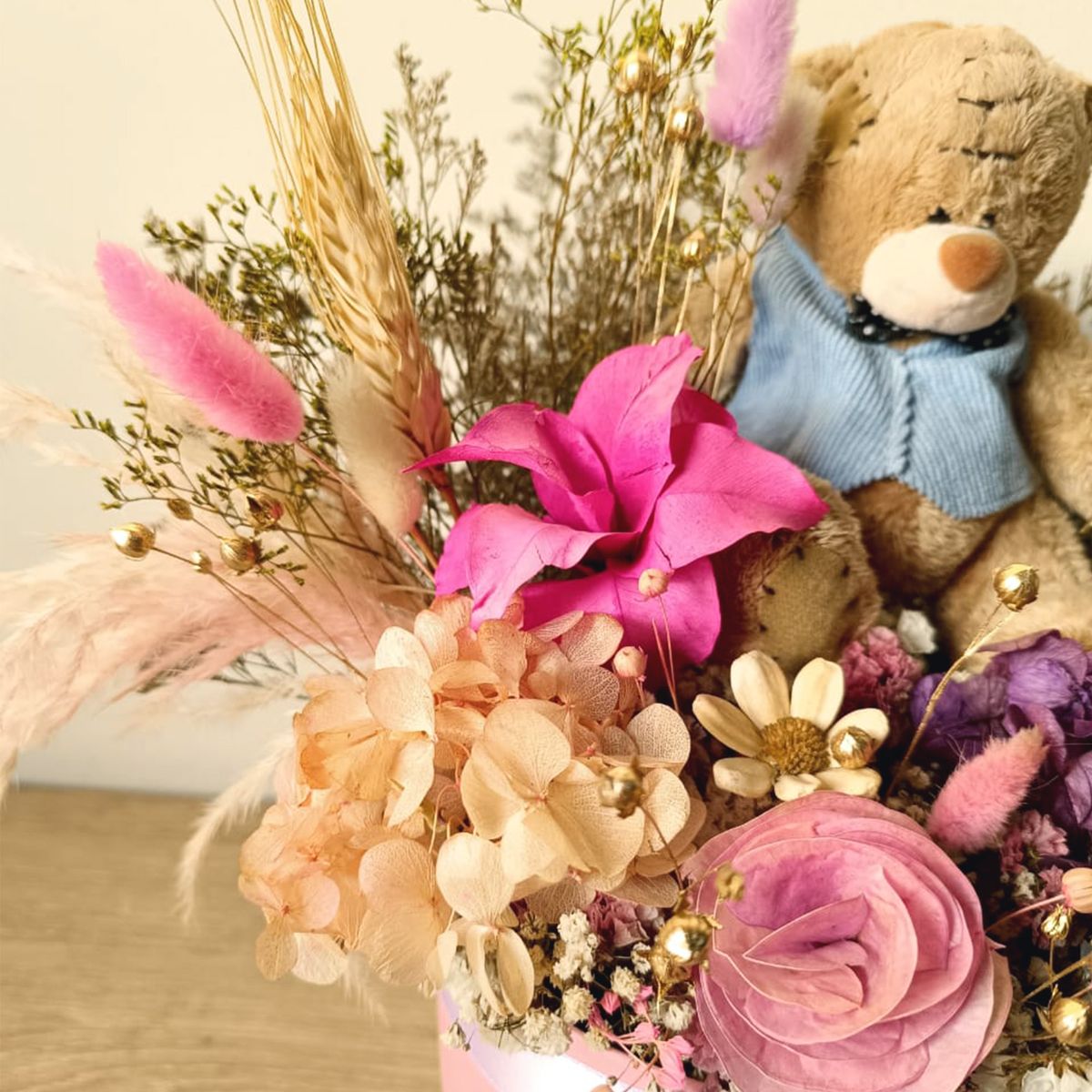 GENERICO - Box Arreglo flores eternas Peluche Día de la Madre