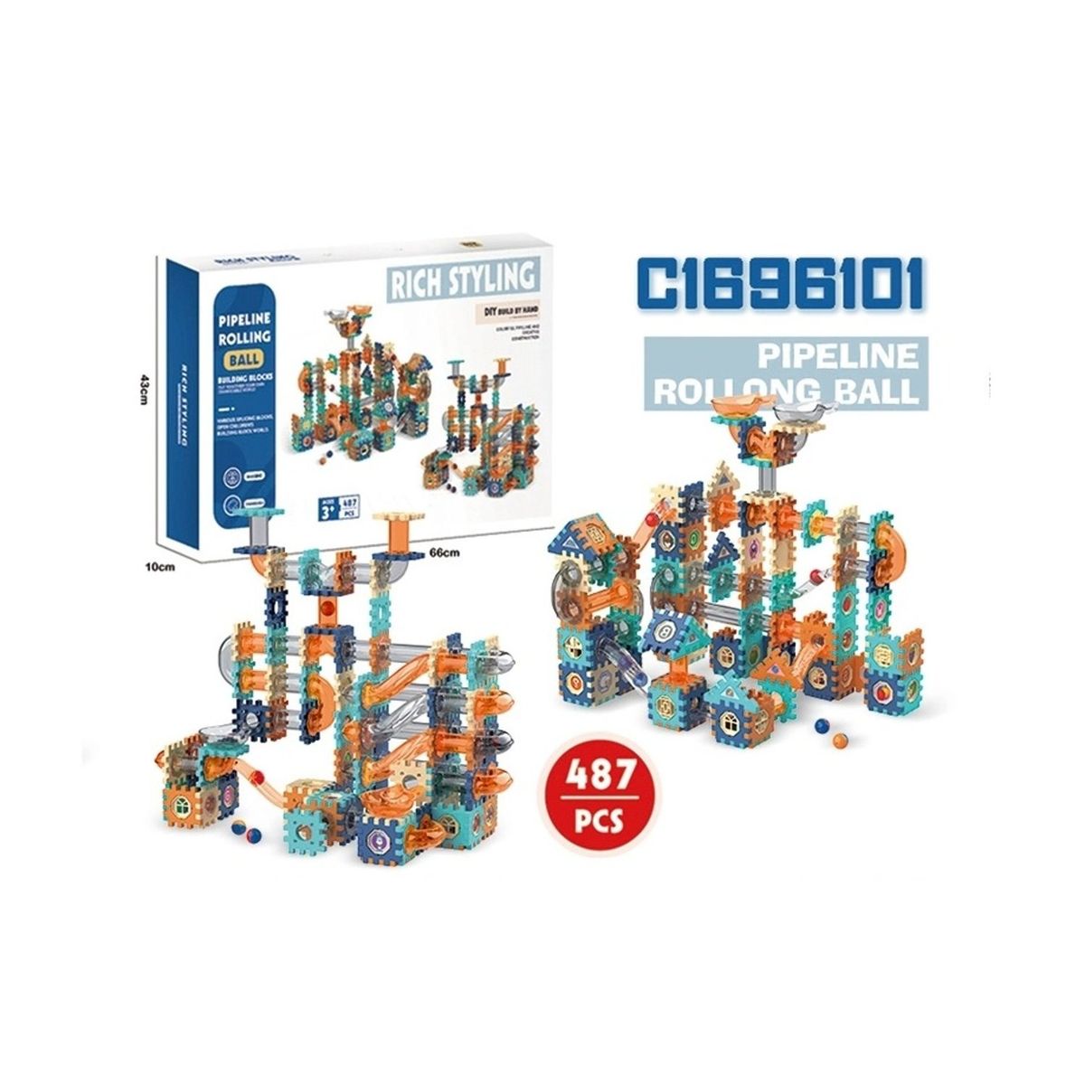 GENERICO - Tobogán Pista de Canicas Pipeline Rolling 487 Piezas