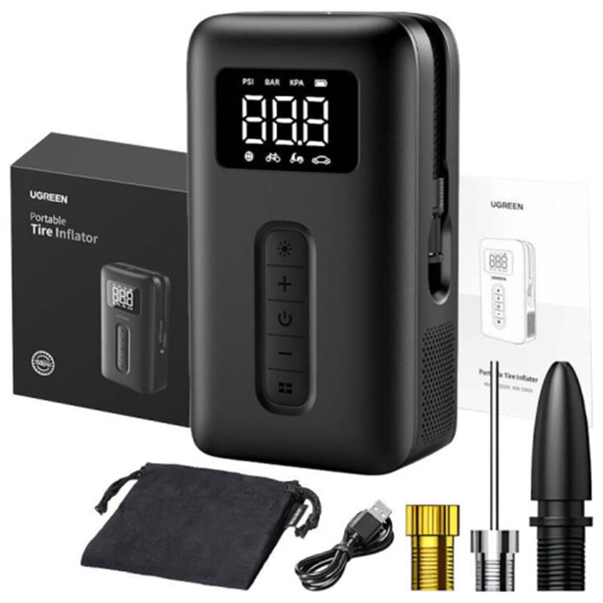 UGREEN - Inflador portátil de llantas recargable 150PSI UGREEN digita