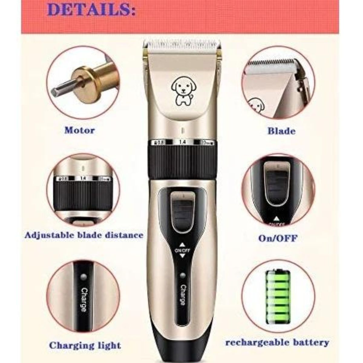 OEM - Maquina Corta Pelo Mascota Kit Completo Inalámbrica