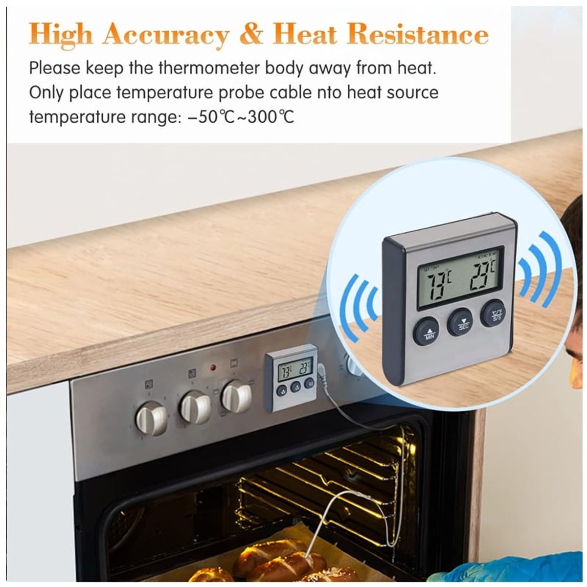 GENERICO - Termometro Digital Cocina Liquidos Solidos Carnes Aceite alarma sonda