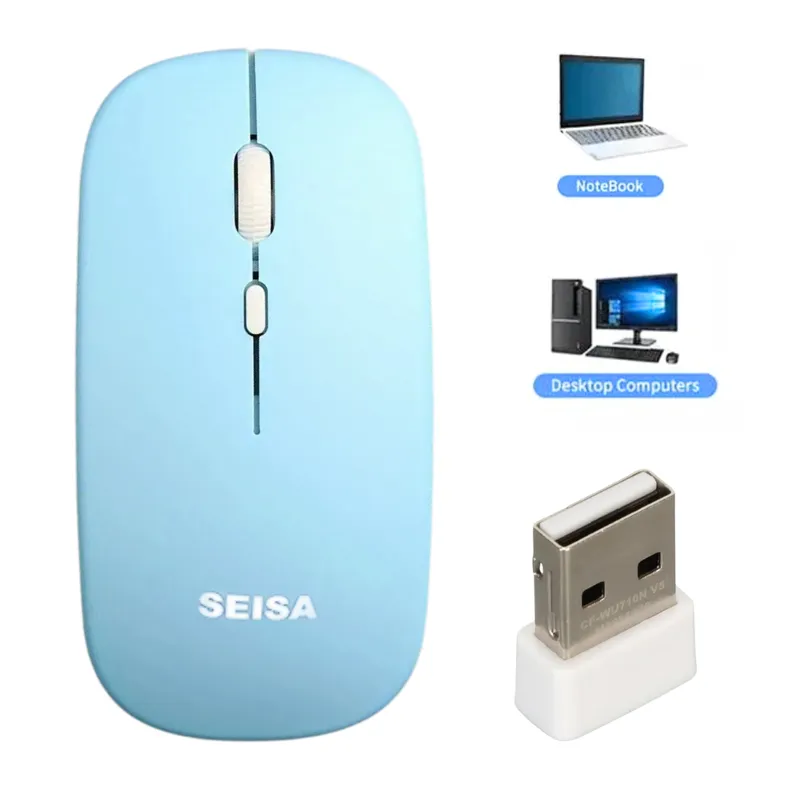SEISA - Mouse inalámbrico recargable Seisa bluetooth color Celeste RF-M08