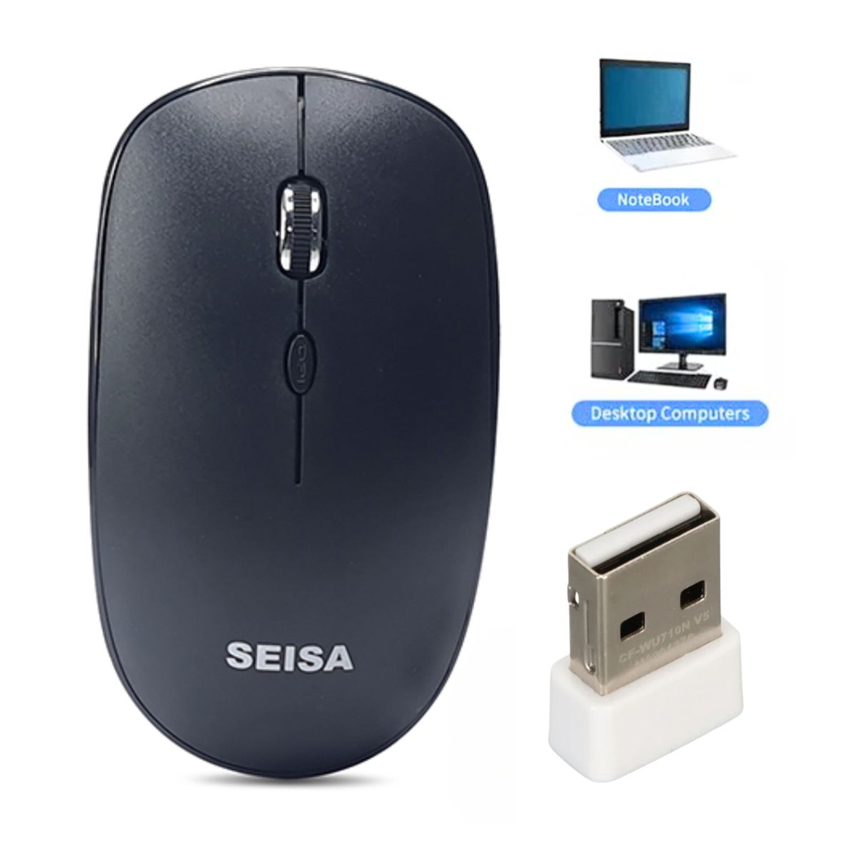SEISA - Mouse inalámbrico recargable Seisa bluetooth color Negro RF-M08