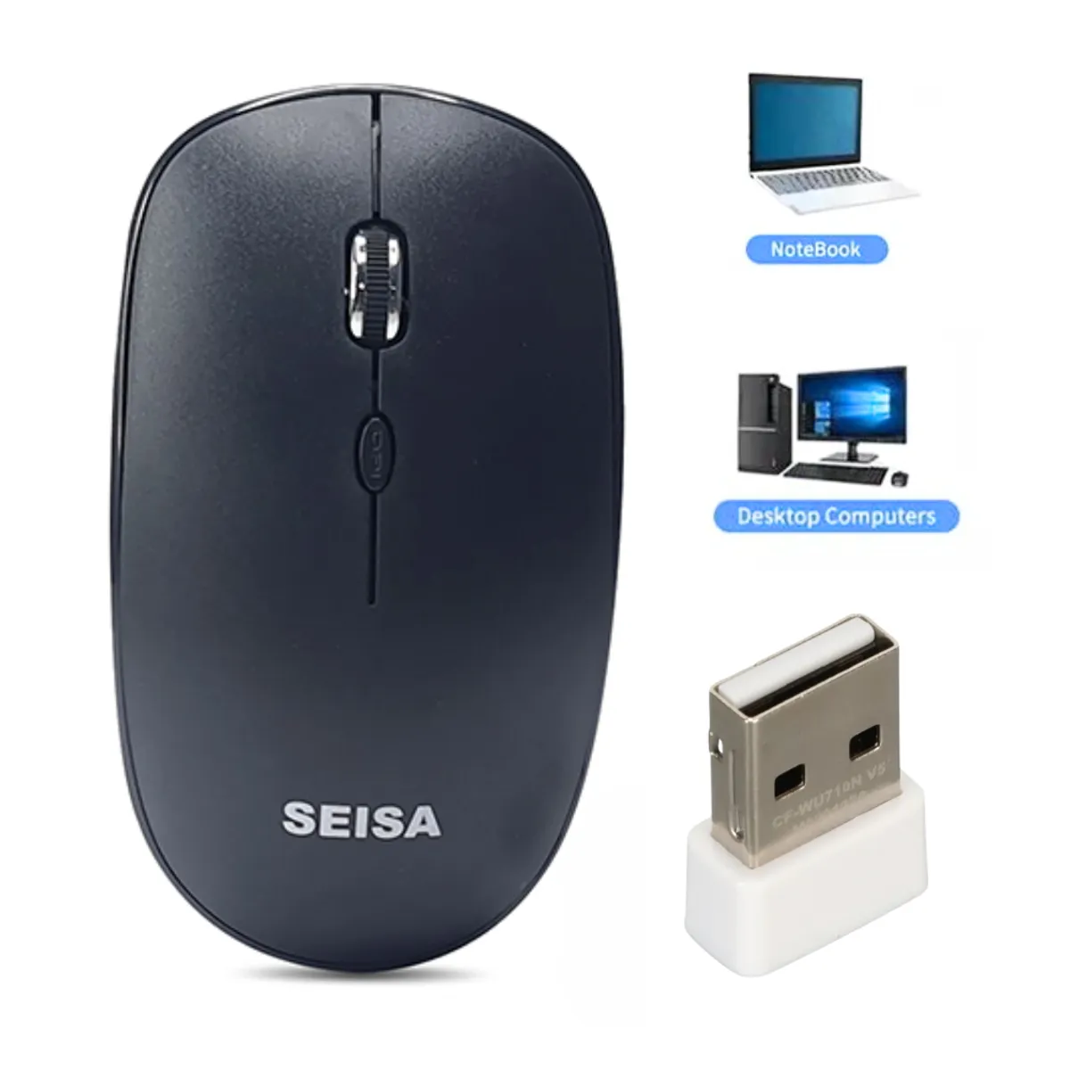 SEISA - Mouse inalámbrico recargable Seisa bluetooth color Negro RF-M08