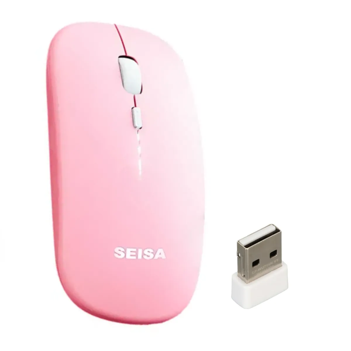 SEISA - Mouse inalámbrico recargable Seisa bluetooth color Rosado RF-M08