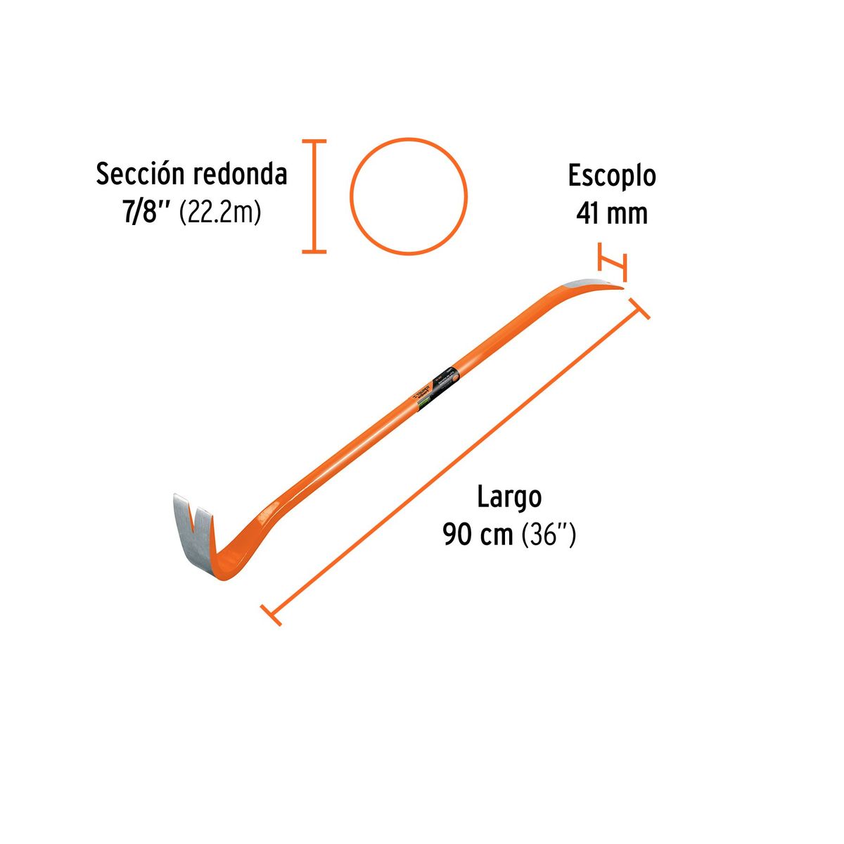 TRUPER - Barreta 36" (90 cm) x 7/8" (22.2mm) Pata de Cabra 102671 Truper