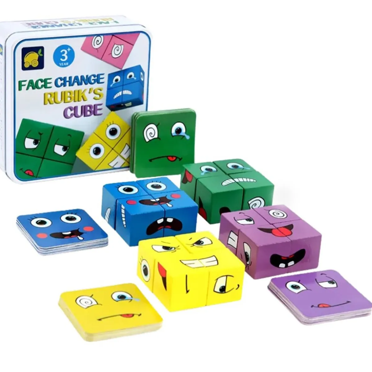 GENERICO - Juego de cubos didactico de emociones para niños Emoji