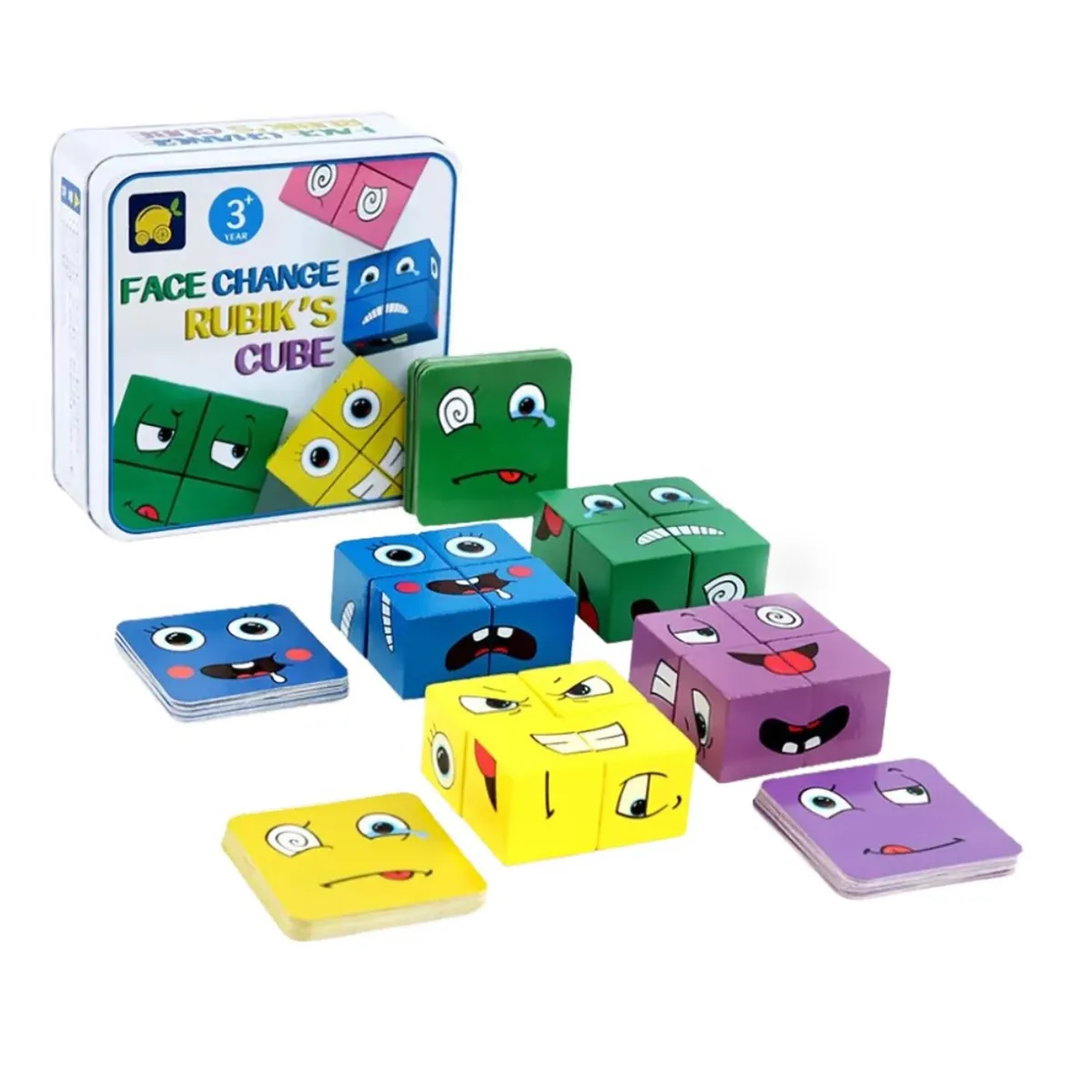 GENERICO - Juego de cubos didactico de emociones para niños Emoji