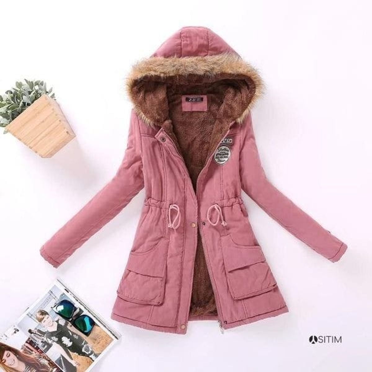 GENERICO - Parka Army Coreana Dama Color Palo Rosa