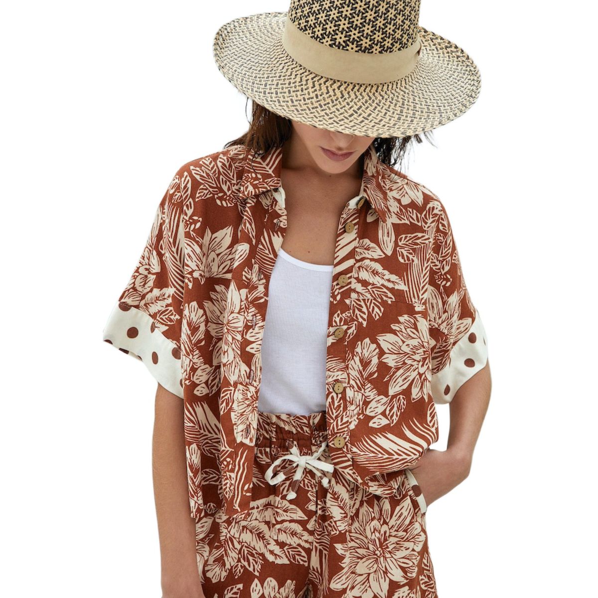 PERMUTA - Conjunto short y blusa lino Bahamas Flores Mujer Permuta