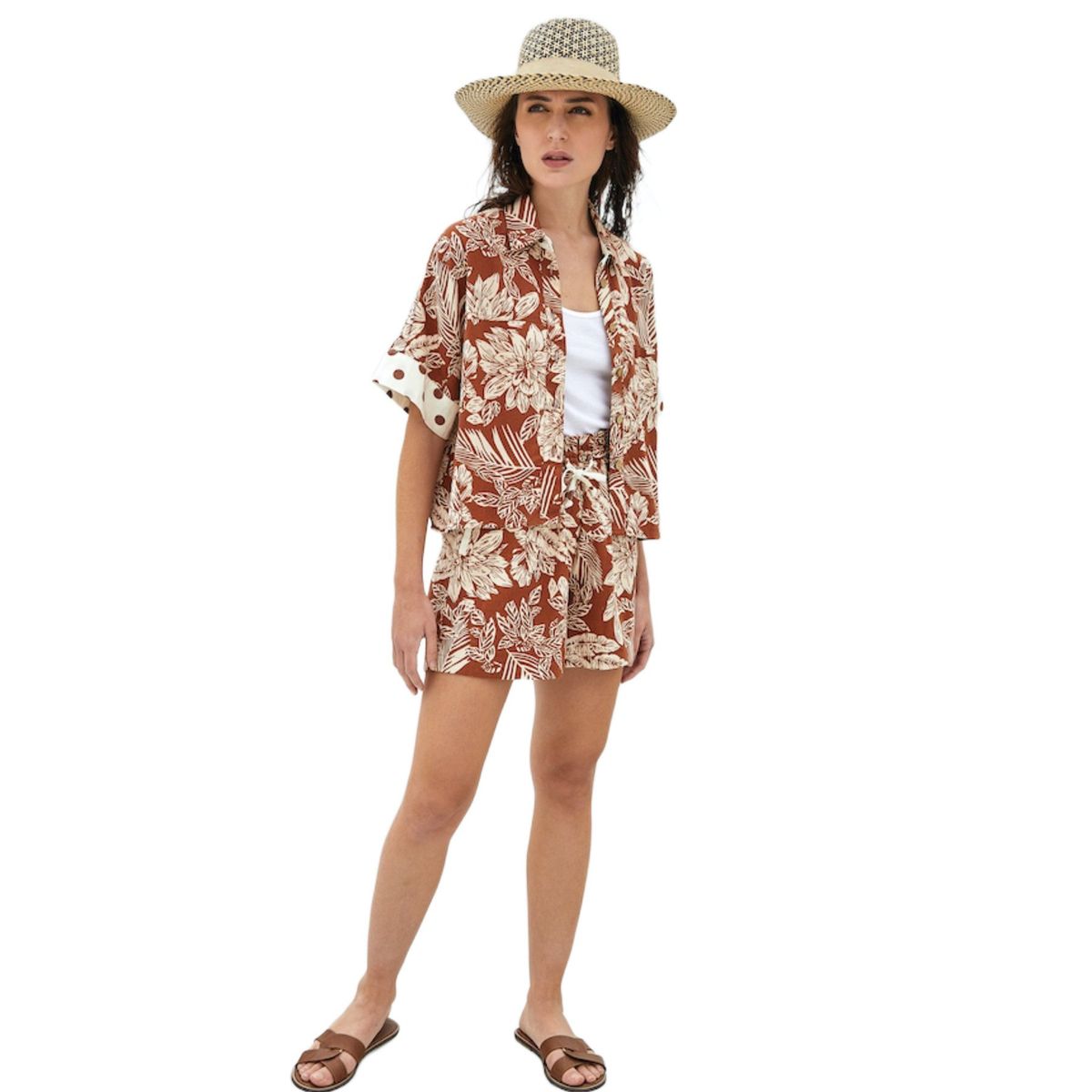 PERMUTA - Conjunto short y blusa lino Bahamas Flores Mujer Permuta
