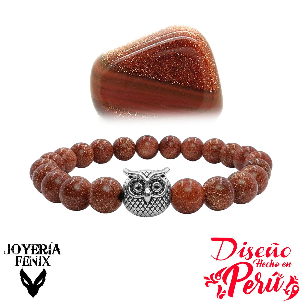JOYERIA FENIX - Pulsera Piedra Natural Búho - Joyería Fénix
