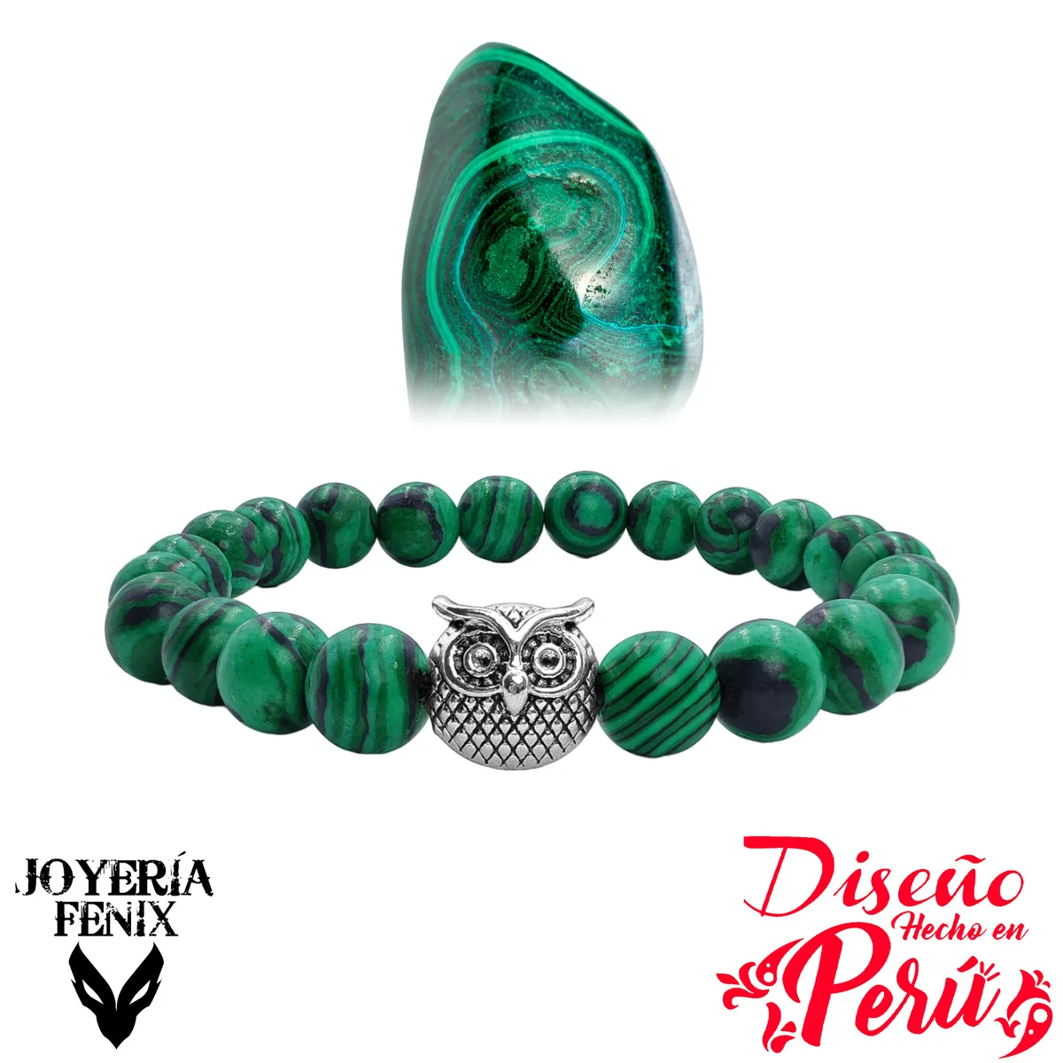 JOYERIA FENIX - Pulsera Piedra Natural Búho - Joyería Fénix