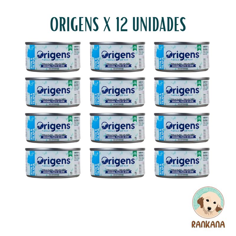 ORIGENS - ALIMENTO HÚMEDO ORIGENS X 85 GR ATUN Y TILAPIA / 12 UNIDADES