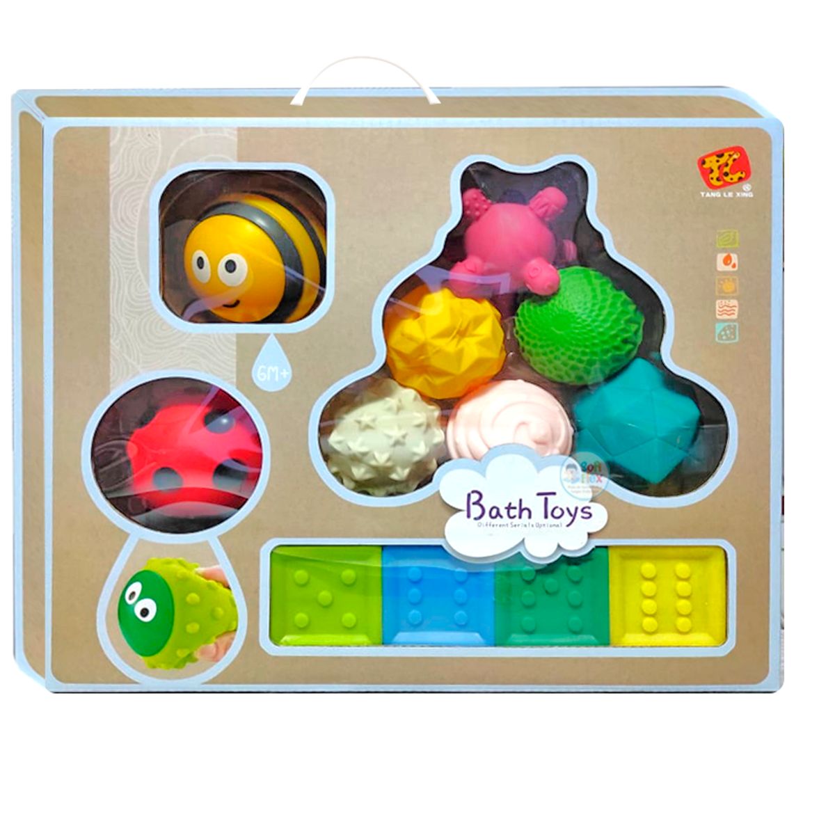 GENERICO - Set de Bloques Animalitos Pelotas y Cubos Sensoriales