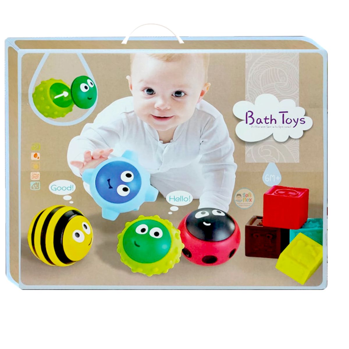 GENERICO - Set de Bloques Animalitos Pelotas y Cubos Sensoriales