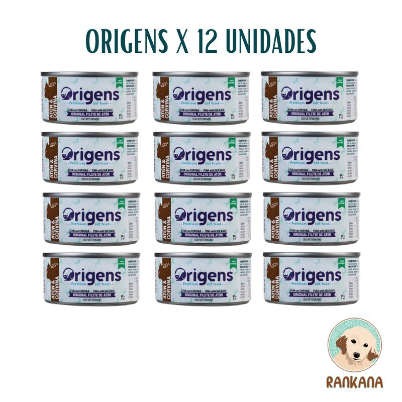 ORIGENS - ALIMENTO HÚMEDO ORIGENS X 85 GR ATUN Y CORVINA / 12 UNIDADES