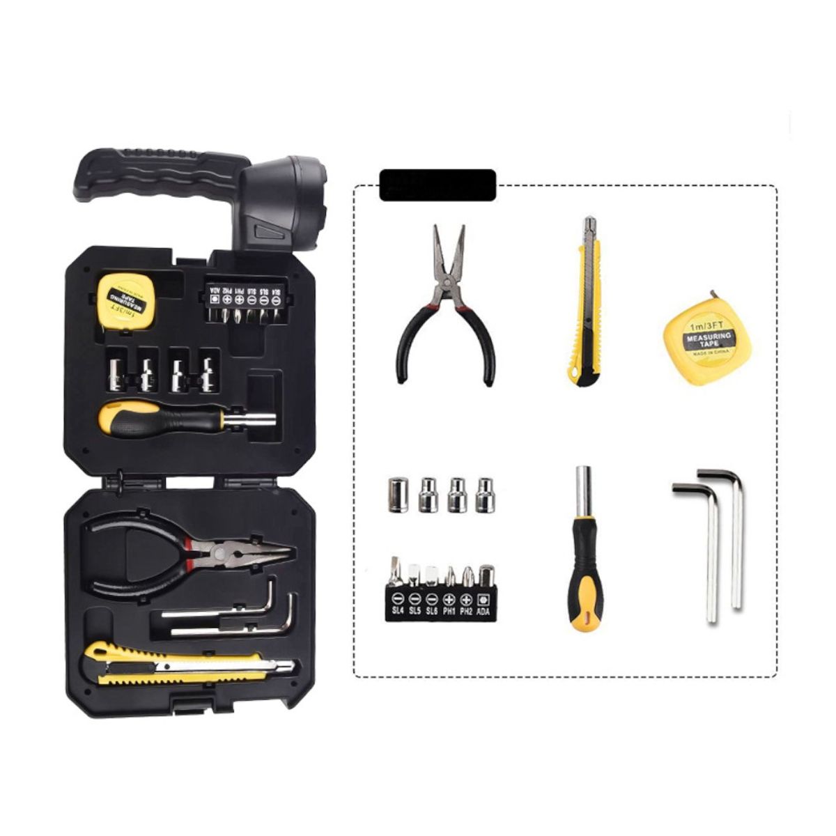 GENERICO - Lampara Linterna Solar LED Portatil + Kit Basico Herramientas