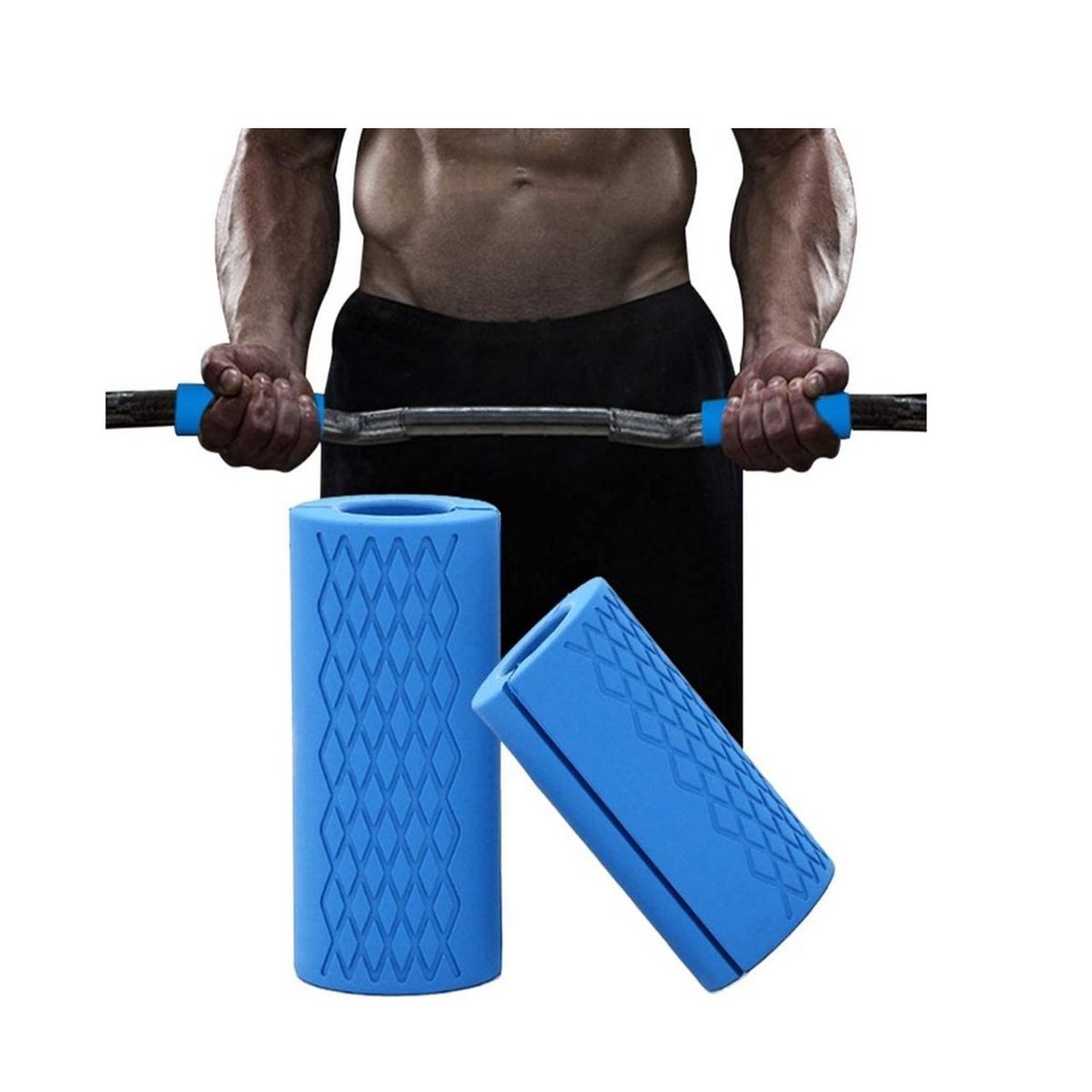 WINNER - Bomber Grip Agarre Empuñadura Para Barra Mancuernas Azul