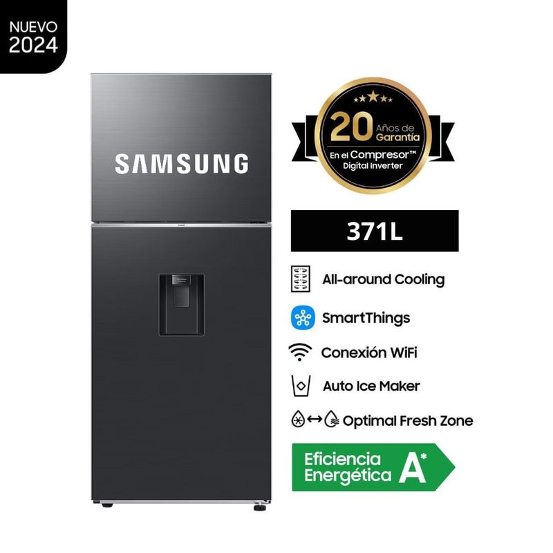 SAMSUNG - Refrigeradora Samsung 371 Lt Top Mount con Auto Ice Maker RT38DG6770B1
