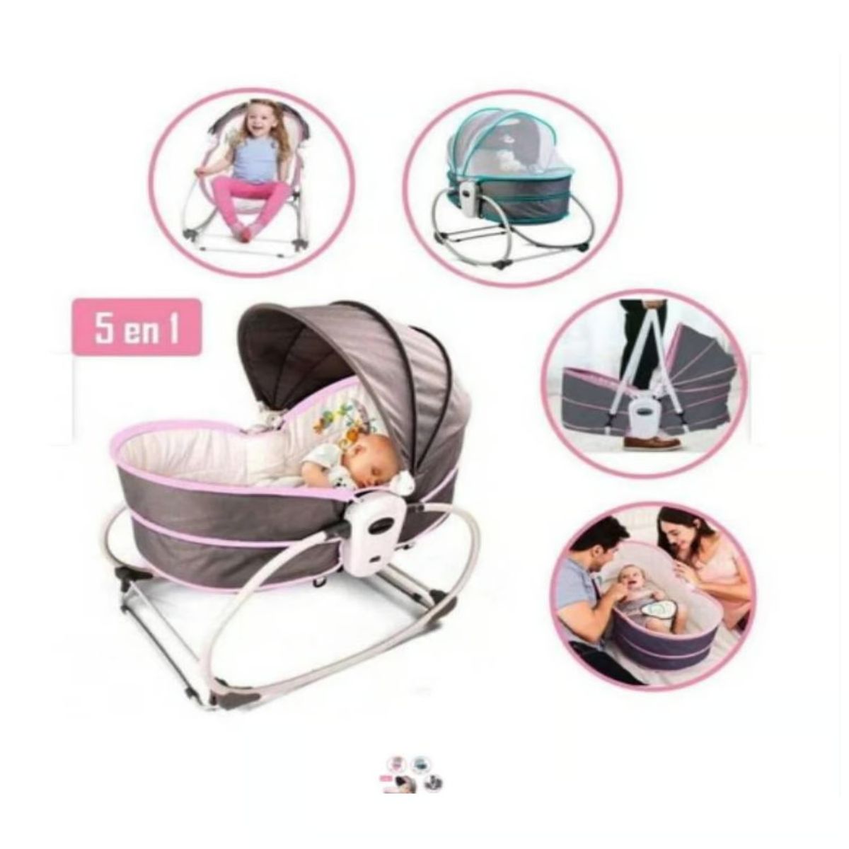 GENERICO - Mecedora Portátil Multifuncional 5 en 1 Rosado