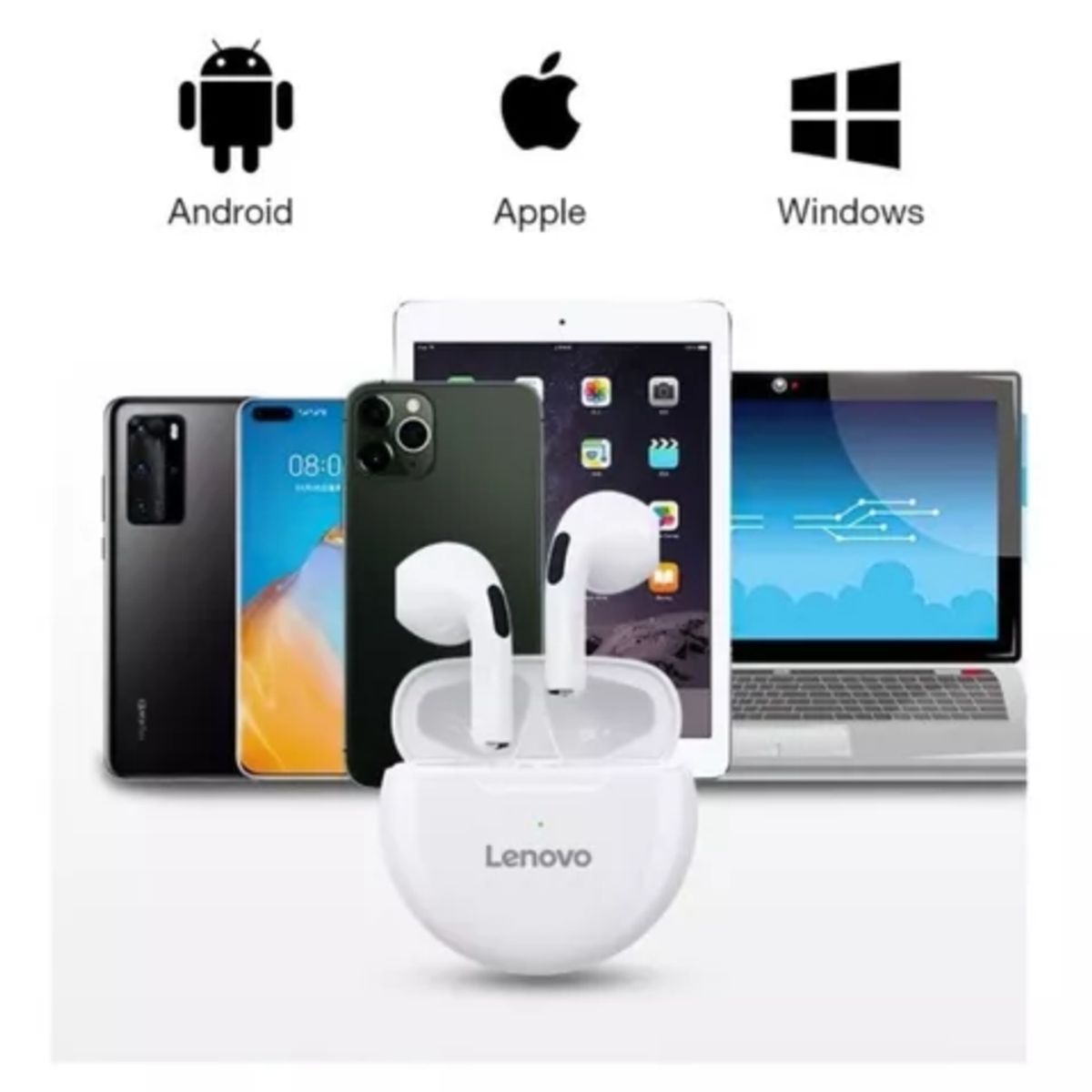 LENOVO - Audifonos Lenovo HT38 Tws Auriculares Bluetooth Blanco