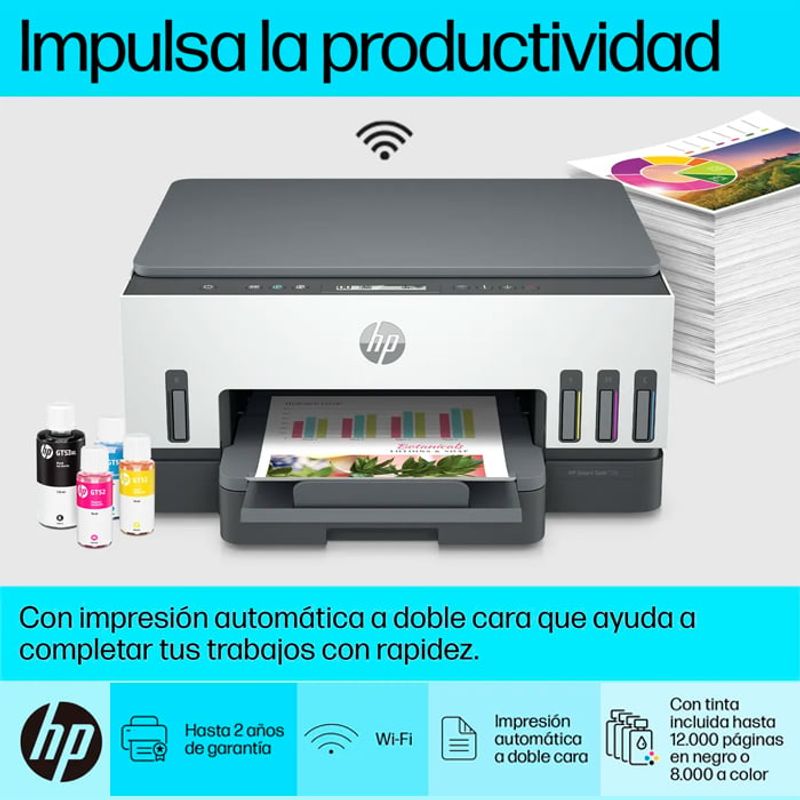 HP - IMPRESORA MULTIFUNCIONAL HP SMART TANK 720 WIFI DUPLEX (6UU46A)