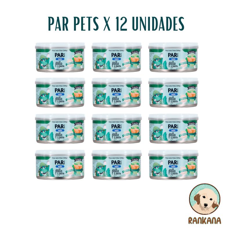 GENERICO - ALIMENTO HÚMEDO PAR PETS X 160 GR POLLO Y PAVITA/12 UNIDADES