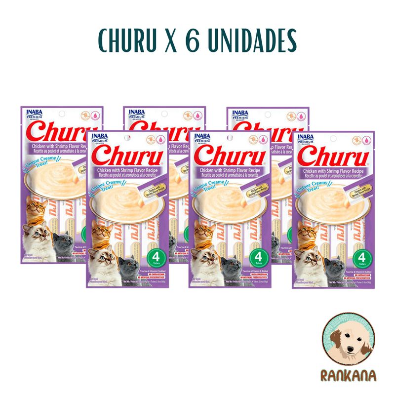 CHURU - SNACKS CHURU X 4 SACHETS POLLO Y CAMARON / 6 UNIDADES