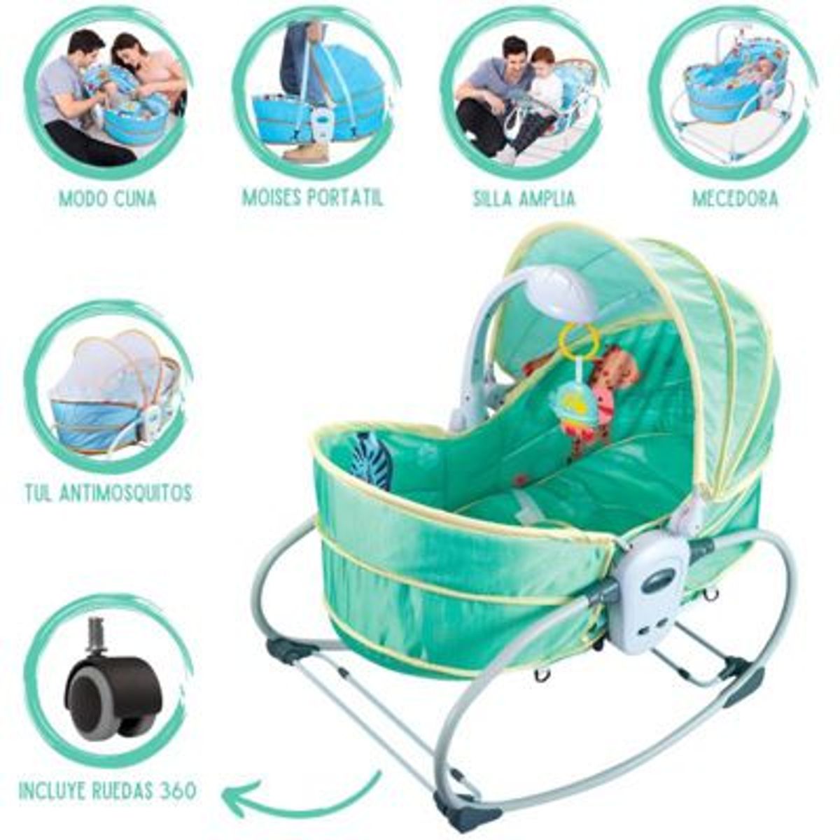 GENERICO - Mecedora Portátil Multifuncional 5 en 1 Verde