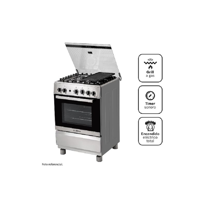 BOSCH - Cocina Bosch PRO447 MAX a Gas de Pie 24" 4 Hornillas Acero Inoxidable